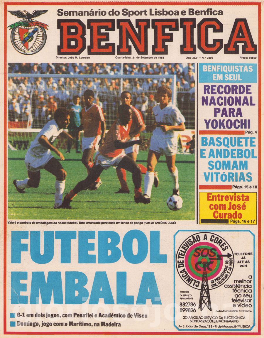 jornal o benfica 2396 1988-09-21